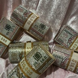 Blinged out money clutch  pink or Gold